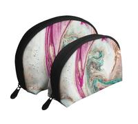 Conception de Surface en marbre doré Vert Violet, Trousse de Maquillage Coquille Femme Petit Porte-Monnaie Trousse de Toilette Trousse à cosmétiques 2 pièces