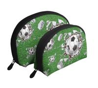 Conception de Trous de Ballon de Football, Trousse de Maquillage Coquille Femme Petit Porte-Monnaie Trousse de Toilette Trousse à cosmétiques 2 pièces
