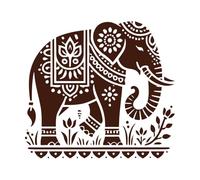 conception d'éléphant indien Stickers artistiques en vinyle 54.6x59.7cm N'abîme pas le mur Café