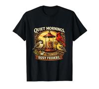 Conception d'observation d'oiseaux dans Le Jardin Quiet Mornings Busy Feeders T-Shirt Graphique avec Valeur, Homme, Noir, S
