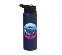 Conception d'océan rétro de baleine mignonne Stainless Steel Insulated Water Bottle