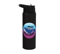 Conception d'océan rétro de baleine mignonne Stainless Steel Insulated Water Bottle