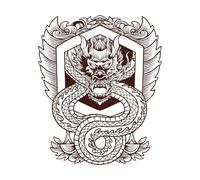 conception d'ornement de dragon Stickers muraux 49.2x59.8cm N'abîme pas le mur Café