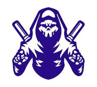 conception du logo de la mascotte du crâne d'assassin Stickers lettrage 42x42.1cm Plusieurs tailles disponibles Bleu foncé