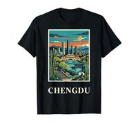 Conception d'un Temple en Forme de Panda à l'horizon de Chengdu en Chine T-Shirt