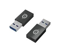 Conceptronic Adaptateur USB-A vers USB-C DONN10G Mâle vers Femelle Noir Pack de 2