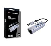Conceptronic Adaptateur USB-C/USB-A 3.0 vers Gigabit Ethernet avec 3 Ports USB-A 3.0, Vitesse de Transfert 5 Gbit/s