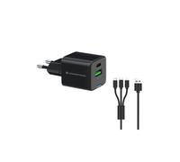 Conceptronic ALTHEA16B Chargeur Secteur Universel 33W, USB-A + USB-C, Power Delivery 3.0 & Quick Charge 3.0, 100-240V, Câble 1.5m, Noir