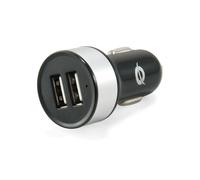Conceptronic CUSBCAR2A Chargeur Auto Double USB 2.0 Argent 5V 2.1A (10.5W) 12-24V Tablette/Téléphone avec Indicateur LED