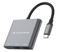 Conceptronic DONN01G station d'accueil USB 3.2 Gen 1 (3.1 Gen 1) Type-C Noir, Gris