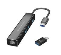 Conceptronic DONN07B/ 3-Port USB Hub with Gigabit Network Adapter incl. USB-C to