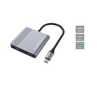 Conceptronic Station d'accueil DONN13G – USB‑C filaire (USB 3.2 Gen 1), 2x HDMI, USB – Gris
