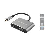 Conceptronic Station d'accueil DONN16G 4 en 1 USB 3.2 Gen 1 HDMI VGA USB-A 3.0 100W USB PD