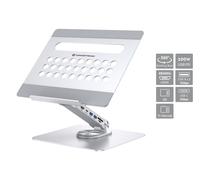 Conceptronic DONN27G Laptop Stand Avec 7-in-1-Dockingstation, 360° Rotatif Bas
