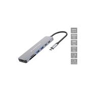 Conceptronic DONN28G Dock USB 3.2 Gen 1 Type-C Gris - 2x USB-A, 3x USB-C, HDMI 4K, Lecteur Cartes SD/MicroSD, Power Delivery 100W, Compatible Windows/macOS/Android