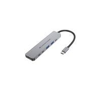 Conceptronic DONN33G Station d'accueil USB-C 3.2 Gen 1, 2x USB-A, 3x USB-C, HDMI 4K Ultra HD, Power Delivery 100W, Aluminium Argent, Compatible Windows/macOS/Android
