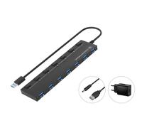 Conceptronic Hub USB HUBBIES19BP 7 ports USB 3.2 Gen 1 – alim, câble 90 cm, interrupteur – Noir