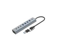 Conceptronic HUBBIES20G Hub USB 3.2 Gen 1 Type-C 7 Ports (4 Type-A, 3 Type-C) 5000 Mbit/s Boîtier Aluminium Gris, Support Windows/macOS/Android
