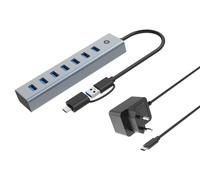 Conceptronic Hub USB HUBBIES21GP - USB 3.2 Gen 1 (3.1 Gen 1) Type-A 5000 Mbit/s Gris