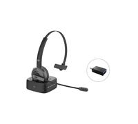 Conceptronic POLONA03BD Casque sans Fil Bluetooth 5.0 Mono Supra-Aural Noir, Micro Boom, Portée 2.4GHz, Batterie 400mAh, Autonomie 22h, Socle USB-C