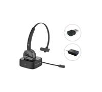 Conceptronic POLONA03BDA Écouteur Arceau Monophonique Bluetooth 5.0, Portée 2.4GHz, Microphone Boom, Base USB-C, Autonomie 22h, Noir, 150g