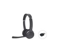 Conceptronic POLONA04BA Casque Arceau Bluetooth 5.3 & Filaire USB-C Noir - Microphone Boom, Suppression de Bruit, Batterie 600mAh, Autonomie 44h