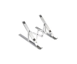 Conceptronic THANA04S Support Laptop Aluminium Argenté Pliable, Réglable 7 Positions, jusqu'à 15.6", Charge Max. 20kg, 255x45x18mm