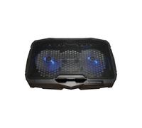 Conceptronic THANA07B - Refroidisseur Portable 17" avec 2 Ventilateurs 12.5cm - Alimentation USB - Noir - Dimensions 280x390x28mm - Éclairage Bleu