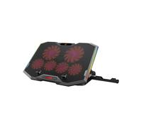 Conceptronic THYIA01B : Base de refroidissement pour portable jusqu'à 17", 6 ventilateurs, contrôle de vitesse, LED RGB, 2 ports USB 2.0, alimentation USB, gris