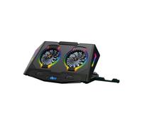 Conceptronic THYIA02B : Base de refroidissement pour PC portables jusqu'à 17", 2 ventilateurs, contrôle par boutons, éclairage RGB (Bleu/Vert/Rouge), USB 2.0, 296x50x460mm