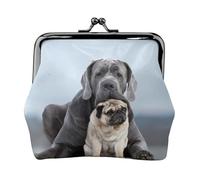 Concepts d'amitié Entre Chiens Cane Corso et Carlin,Porte-Monnaie en Cuir PU, Petit Portefeuille, Pochette à Monnaie avec Fermoir Baiser