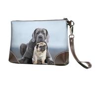 Concepts d'amitié Entre Chiens Cane Corso et Carlin,Sacs à Main en Cuir PU pour Femmes, Pochette à Fermeture éclair, Portefeuille, Sac à Main avec dragonne