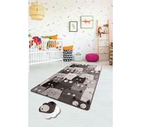 Conceptum Hypnose, Cats - Grey, Tapis pour enfants, Multicolore, polyester, 100 x 160 cm