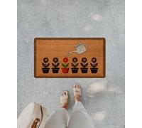 Conceptum Hypnose, Frits- C¸ic¸ek Desenli Kahverengi Kapı O¨nu¨ Paspası ELT, Marron, paillasson, 45 x 65 cm, 100% Cuir synthétique