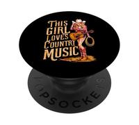 Concert de Cowgirl Western pour Femme avec Inscription « This Girl Loves Country Music » PopSockets PopGrip Adhésif