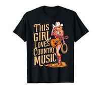 Concert de Cowgirl Western pour Femme avec Inscription « This Girl Loves Country Music » T-Shirt