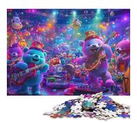 Concert d'ours en Peluche Puzzles en Bois pour Adultes 500 Pièces Jeux Éducatifs Jeu De Défi Familial DécoRation Intérieure Cadeaux De Pâques Stress Relief Toy 500pcs (52x38cm)