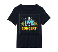 Concert en Direct : événement de Musique rétro T-Shirt, Femme Grandes Tailles, Noir, 1X