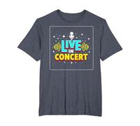Concert en Direct : événement de Musique rétro T-Shirt, Homme Grandes Tailles, Bleu Chiné, 3X Tall