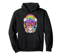 Concert Rock Amusant de Death Metal Rainbow Unicorn pour Halloween Sweat à Capuche