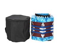 Concertina accordéon portable en bois et cuir, 18x17 cm, bleu royal - Instrument musical professionnel, ergonomique et léger, idéal débutants et adultes passionnés (Bleu)