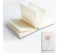 Concertina Carnet de croquis de poche fait à la main avec étui - 15,7 x 10,5 cm - Peut être utilisé pour les journaux d'art, les tableaux d'histoires, les dessins conceptuels (fleurs 2)