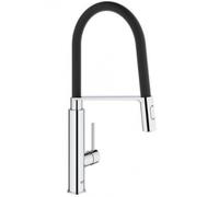 Concetto Mitigeur cuisine semi-pro avec flexible hygiénique noir et douchette 2 jets, Chrome (G-31491000)