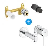 Concetto Set Mitigeur monocommande 2 trous lavabo encastré mural Chrome Taille S + Corps encastré (19575001-SET)