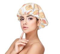 Conch Shells Print No.9050 Bonnet en satin de soie pour femme endormie, double couche réglable, bonnet de nuit pour cheveux bouclés