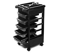 Concise Home Chariot de Coiffure sur roulettes avec 5 Tiroirs pour Salon de Beauté Spa (Noir)