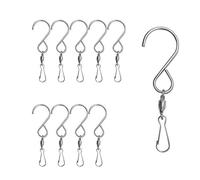 Concisea 10 Pièces Crochet Rotatif de Carillon de Vent,tournant à 360 degrés Wind Spinner S Crochet Clips pour Carillons Éoliens Suspendus Fileurs à Vent Spirales Queues Manches à Air(Argent)