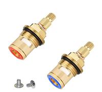 Concisea 2 Pcs 1/2" ête de Robinet en Laiton Cartouche Ceramique Mitigeur Tête a Disques Céramique avec Vis Cartouche Ceramique Rouge et Bleu pour Cusine,Salle de Bain
