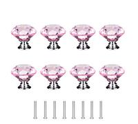 Concisea 8pcs 30mm Boutons de porte à diamant,cristal Verre Diamant Boutons de porte avec vis pour meubles d'armoires à tiroirs décoration de cuisine(Rose)