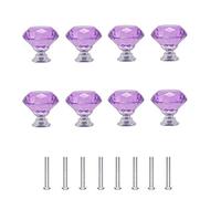 Concisea 8pcs 30mm Boutons de porte à diamant,cristal Verre Diamant Boutons de porte avec vis pour meubles d'armoires à tiroirs décoration de cuisine(Violet)